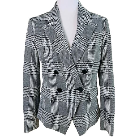 Preppy Size S Plaid Blazer  Double Breasted Academia Houndstooth Jacket Bar III - Picture 1 of 12